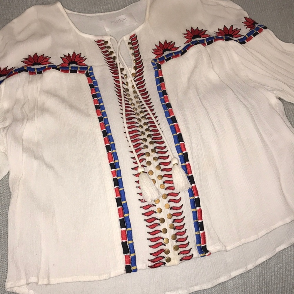 Piper red white and blue blouse